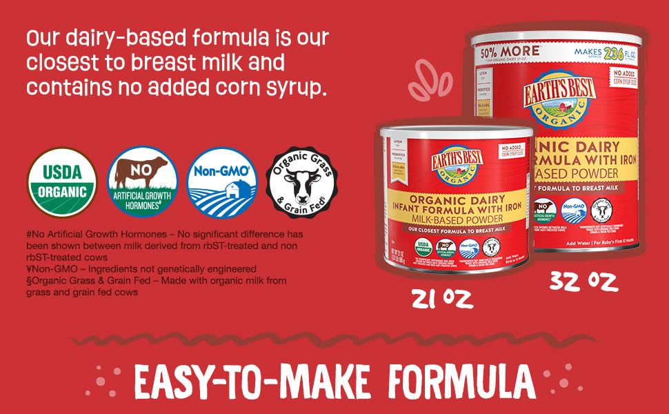 Easy to make dairy-based formula is closest to breast milk, no corn syrup