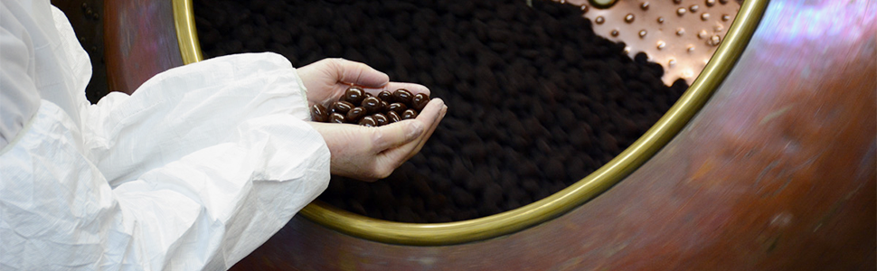 Chukar Cherries, Making chocolate in old world copper kettles, handcrafted chocolate