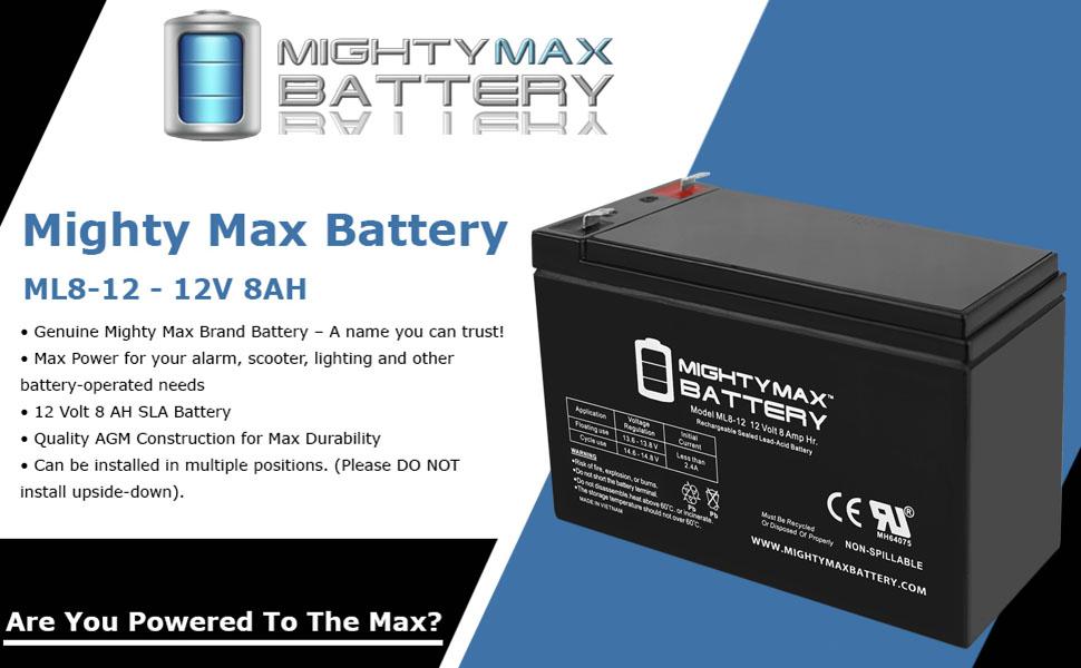 replacement battery for scooter mighty max ml8-12 ub1280 replacement battery for alarm fios lighting