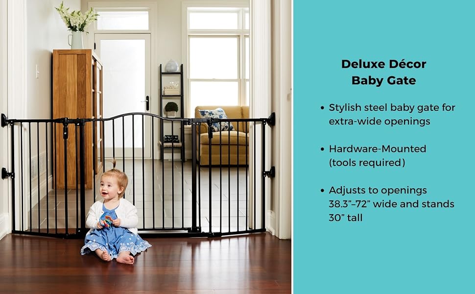 Baby in front of gate with features