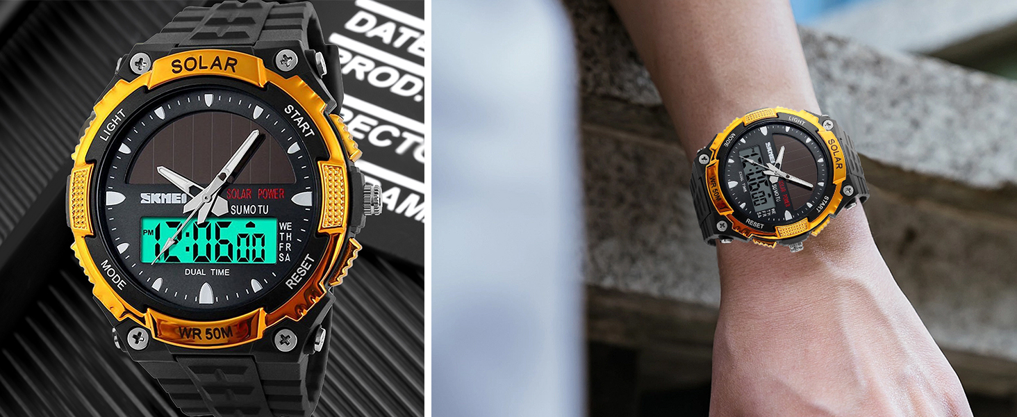 Men's Solar Powered Casual Quartz Wrist Watch