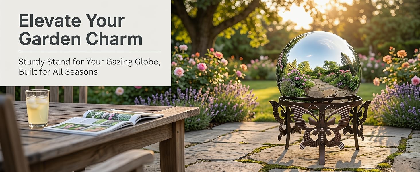 Gazing Ball Stand Garden Hardware Metal Stand, For 10-Inch or 12-Inch Gazing Globes