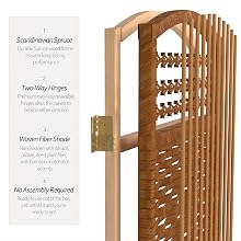 A visual diagram of the item, showing the wooden frame, vertical wooden dowels, and woven rattan