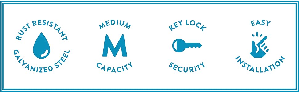 galvanized steel, medium, key lock, easy installation
