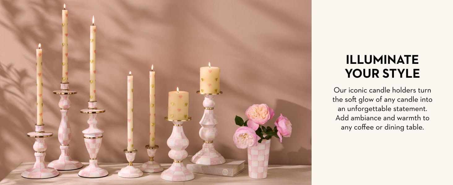 Dinner and Pillar candle holders in all sizes and colors.