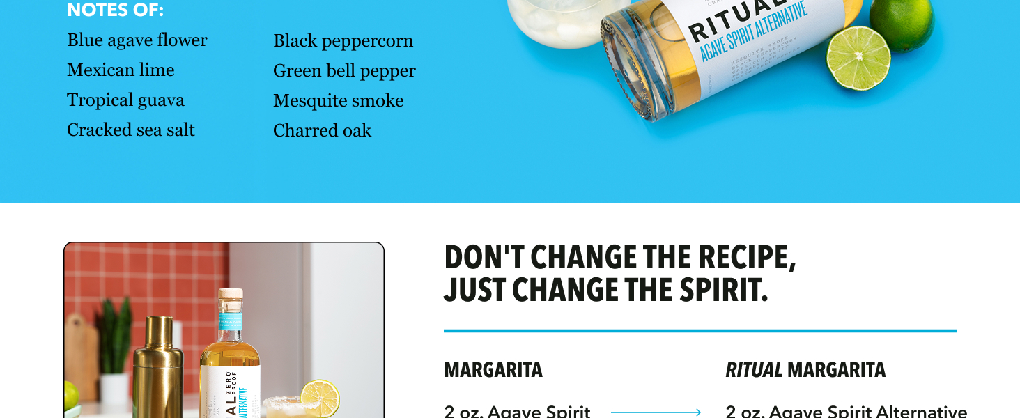 Agave Spirit Alternative bottle and natural flavors