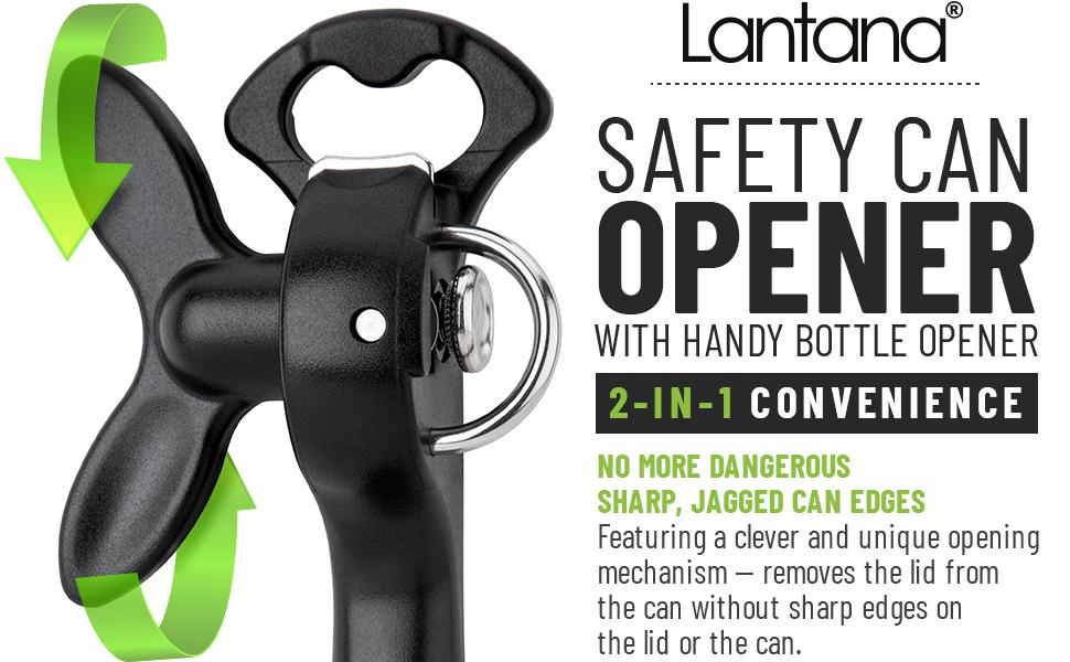 Safety Can Opener, bottle opener, 2 in 1 convenience