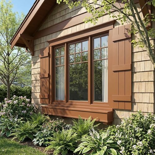 14"W x 55"H EverColor Joined Board-n-Batten Exterior Viny Shutters, w/Installation Shutter-Lok's & Matching Screws (Per Pair), Treated Cedar