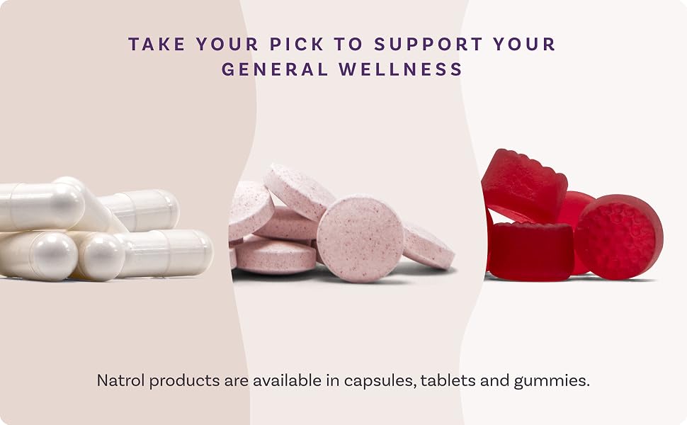 Natrol products are available in capsules, tablets and gummies