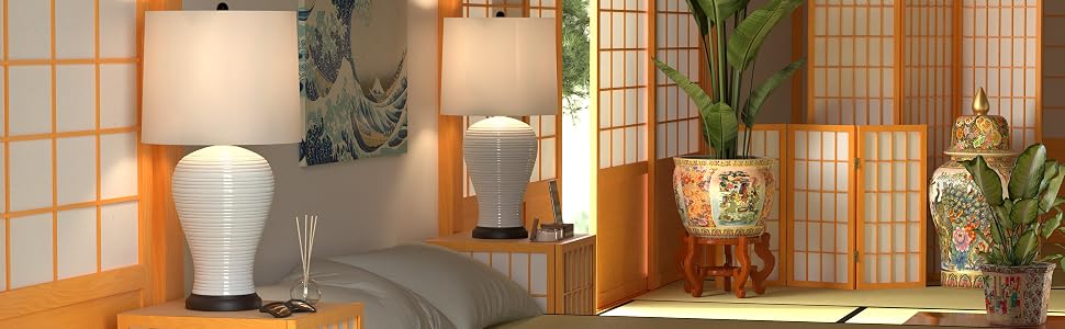 A modern Asian room curated by Red Lantern with tatami, shoji, and fine porcelain
