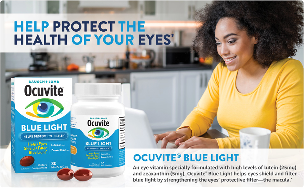 Ocuvite Blue Light is specially formulated with high levels of lutein (25mg) and zeaxanthin (5mg)