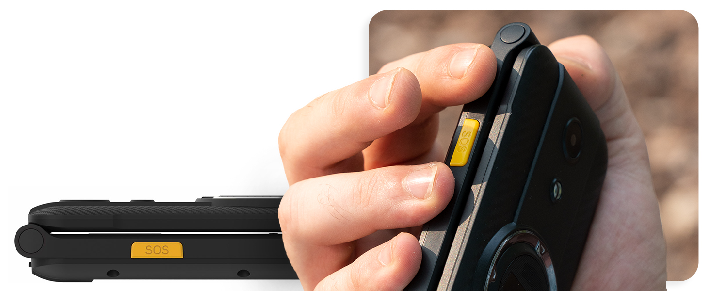 M8 Rugged Flip Phone - SOS Side Key