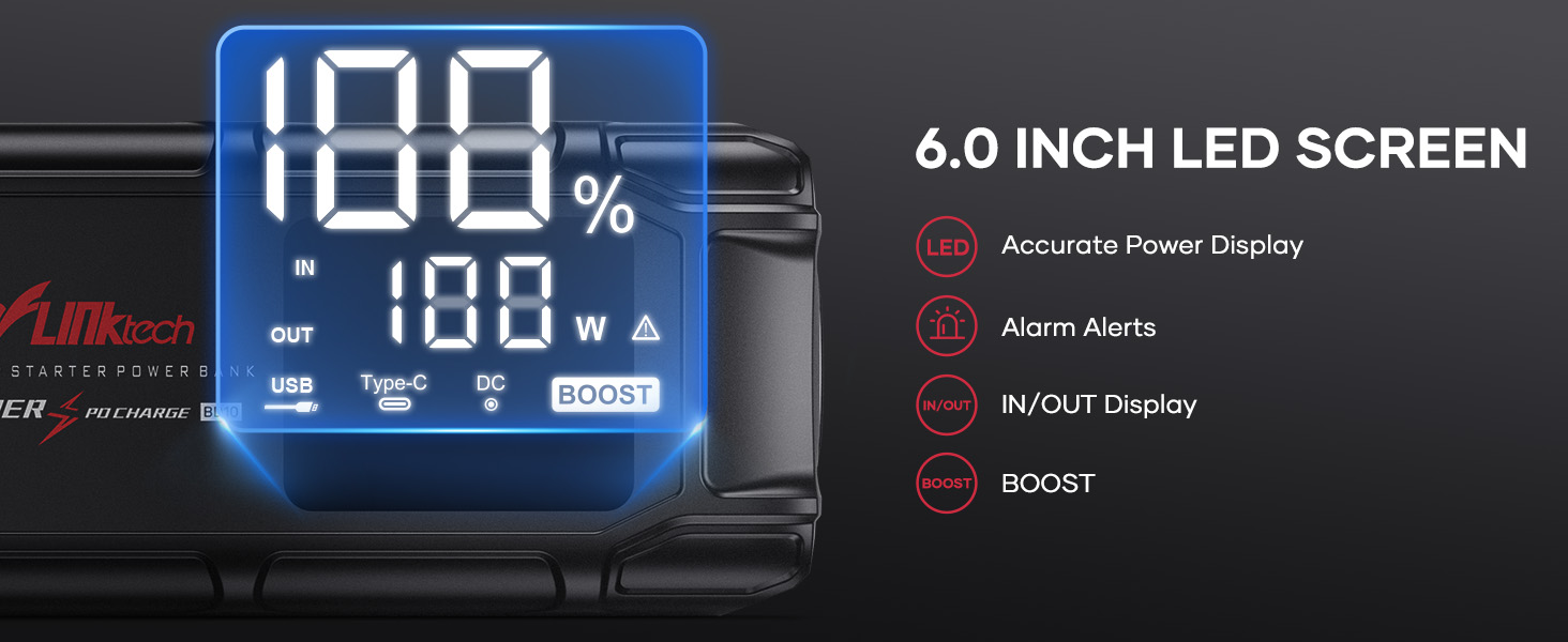 large led screen to show the battery status