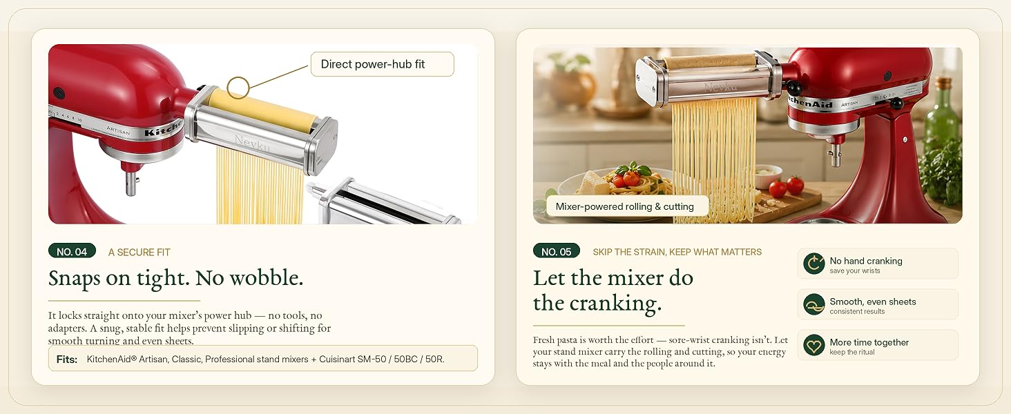 KitchenAid pasta maker attachment for Artisan Classic Professional stand mixer Cuisinart roller