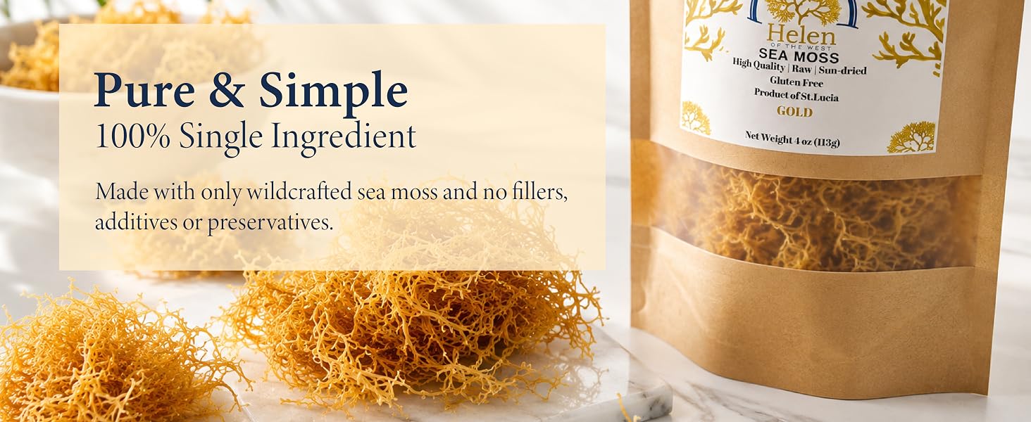 Helen of the West Mixed Wildcrafted Sea Moss from St. Lucia with Gold, Green and Purple varieties