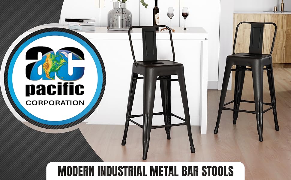 ac pacific modern industrial metal barstool bar stool home kitchen