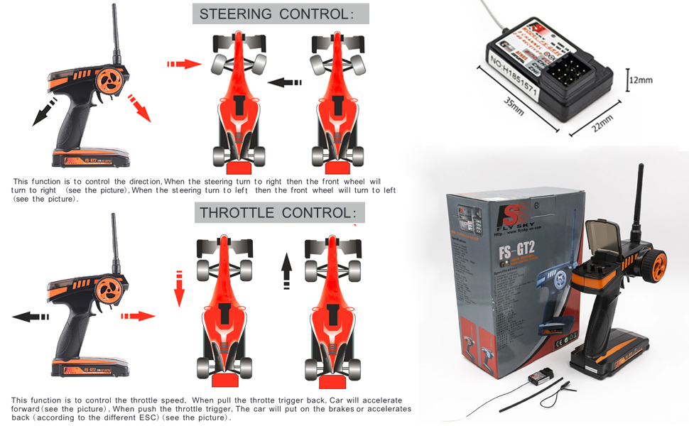 Flysky FS-GT2 2CH Transmitter with FS-GR3E Receiver