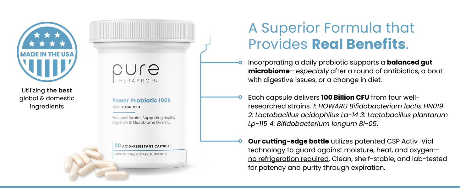 Power Probiotic Daily contains 100 Billion CFU per serving