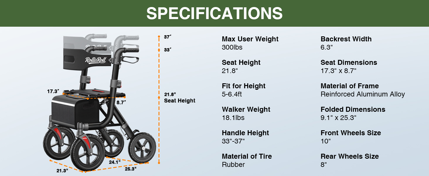 Walkers for Seniors, Rollator Walker with Seat