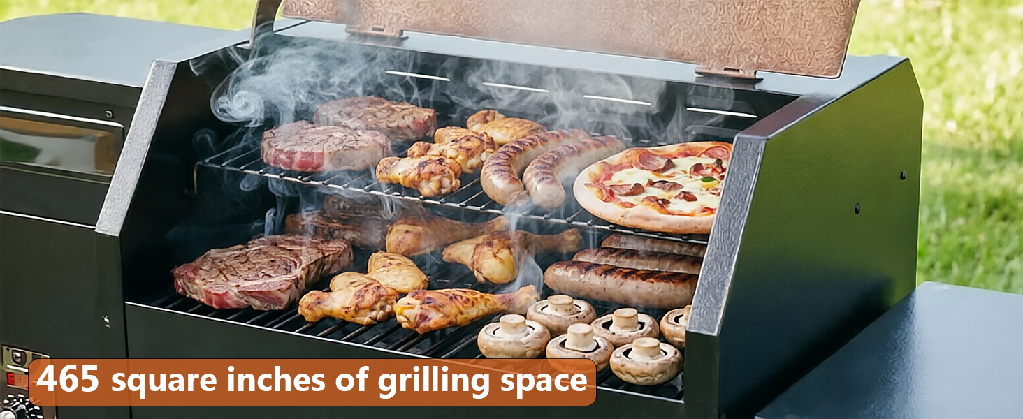 465 square inches of grilling space