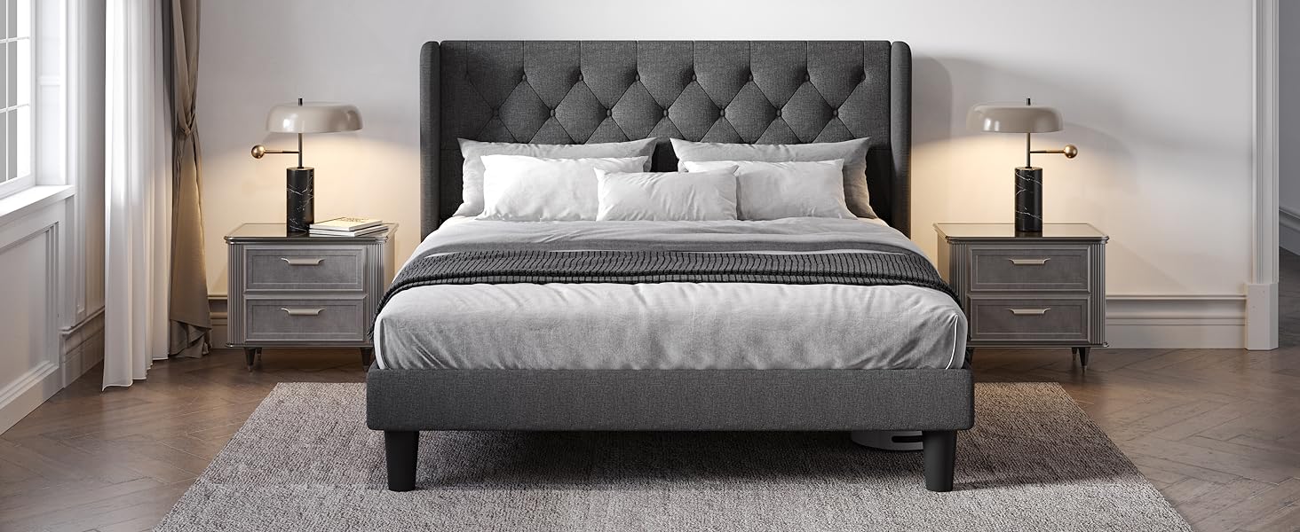 queen size bed frame Dark Grey