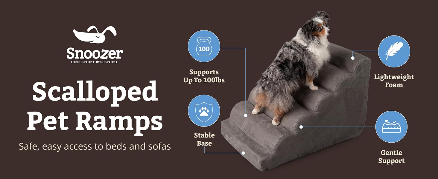 Snoozer Scalloped Pet Stairs, 5 Step Pet Stairs, large dog stairs