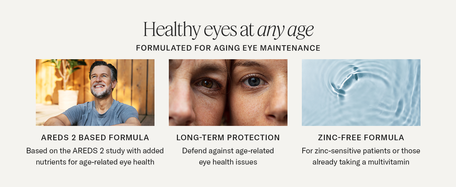 Formulated for aging eye maintenance: Areds 2 based formula, long-term protection, zinc-free