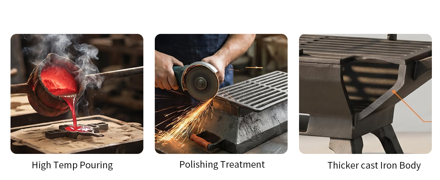 the whole process of the BBQ grill by high temp pouring,grinding,polishing and done