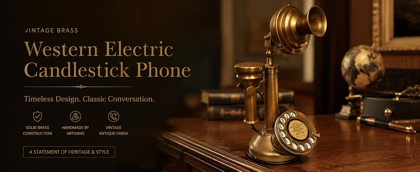 Antique Brass Candlestick Phone