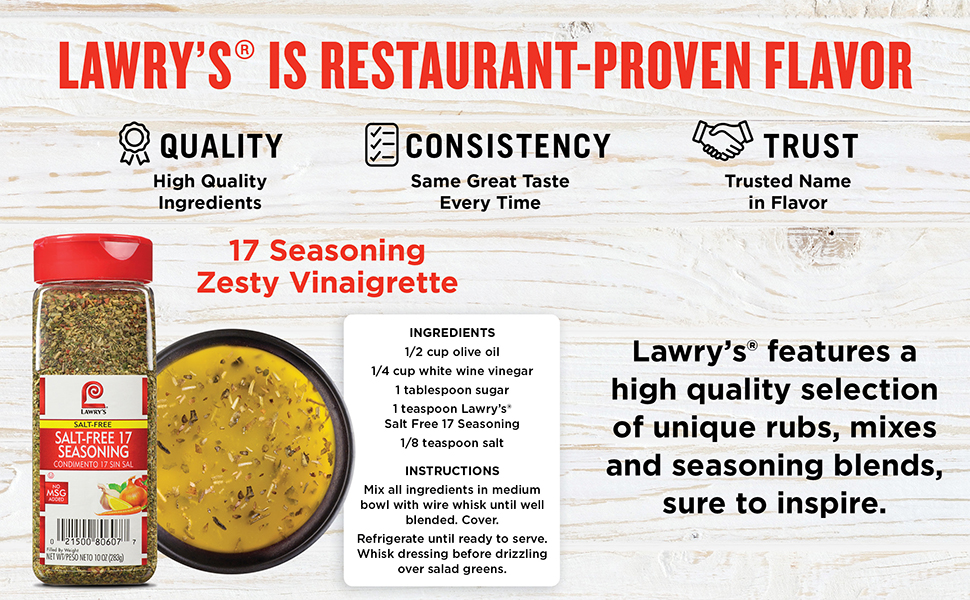Lawrys Salt Free 17 Seasoning