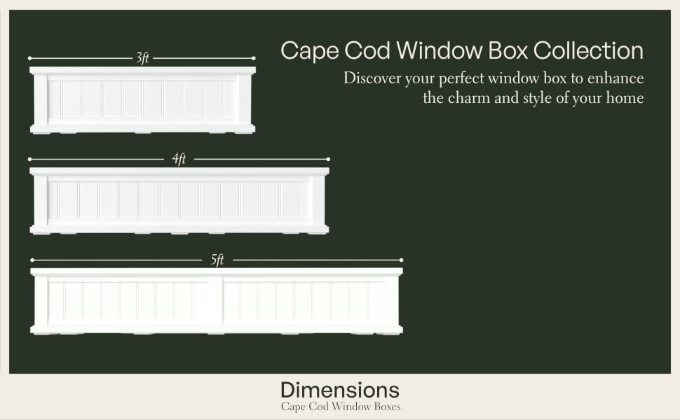 Cape Cod window box - sizes