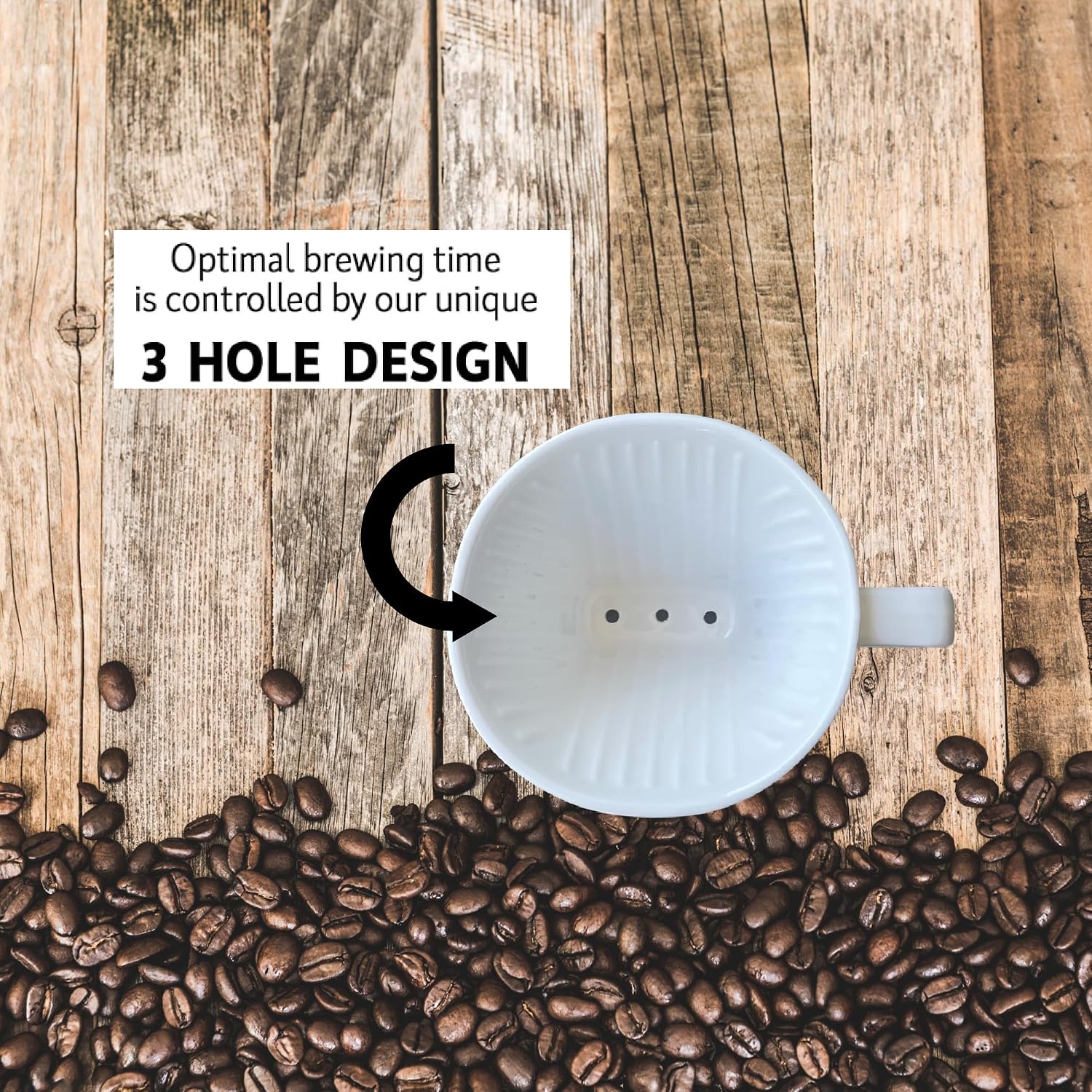 Simply Charmed Ceramic Pour Over Coffee Maker with 40 Count Melitta Filters - Elegant Single Serve Coffee Dripper for Rich Brewed Pour Over Coffee - Base Measures 4", Height 3" - Brews 8-16 oz