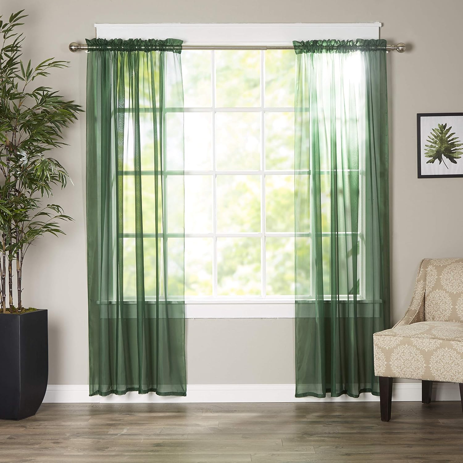Elegant Comfort Luxury Sheer Curtains, Window Treatment Curtain Panels with Rod Pocket for Kitchen, Bedroom and Living Room (55 x 216-inches Long)