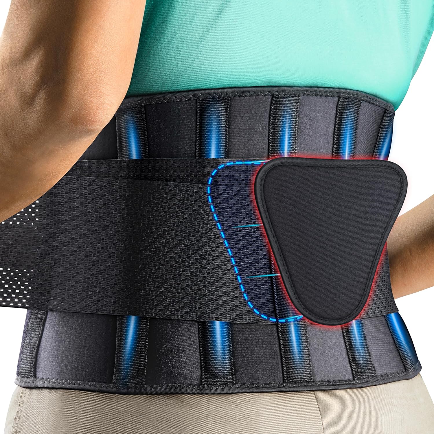 FEATOL Back Brace Support Belt-Lumbar Support Back Brace for Back Pain, Sciatica, Scoliosis