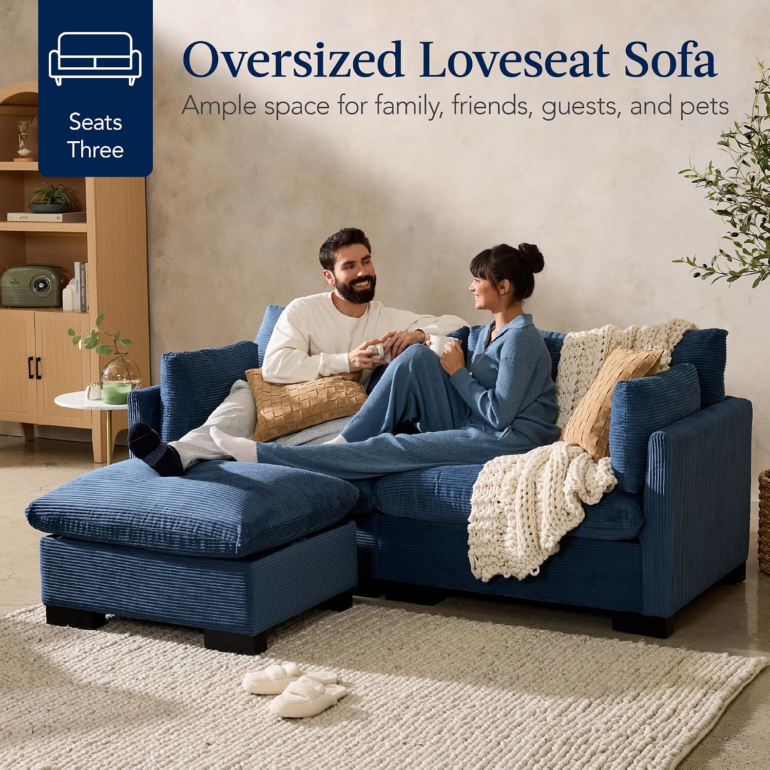 Best Choice Products Upholstered Sectional Sofa for Home, Apartment, Dorm, Bonus Room, Compact Spaces w/Chaise Lounge, 3-Seat, L-Shape Design