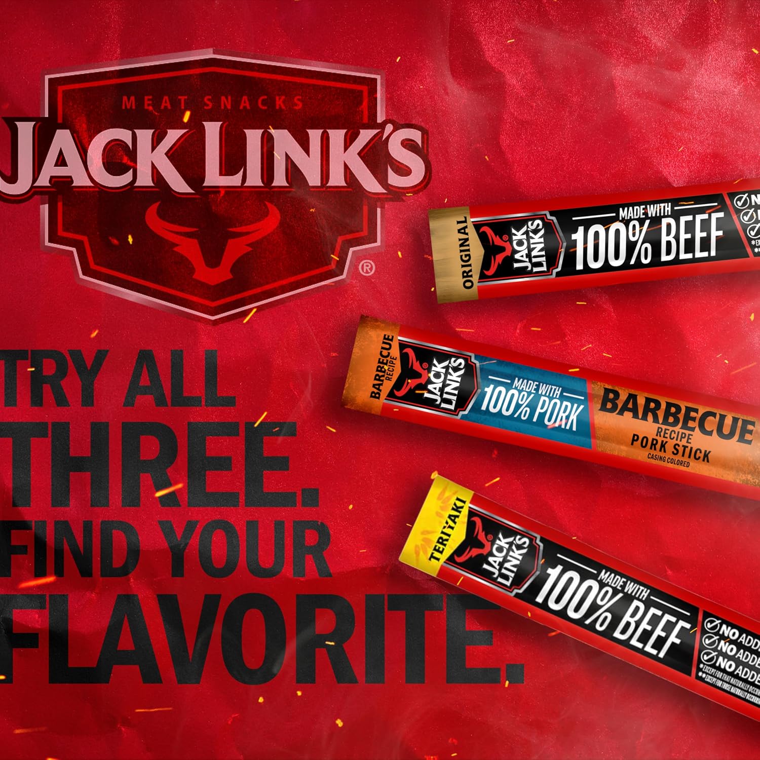 Jack Link's Original Beef Jerky Sticks - Made with 100% Real Beef - Ready to Eat Real Meat Protein Snacks - 6g Protein per Serving - 0.92 oz Meat Stick, 20 Count