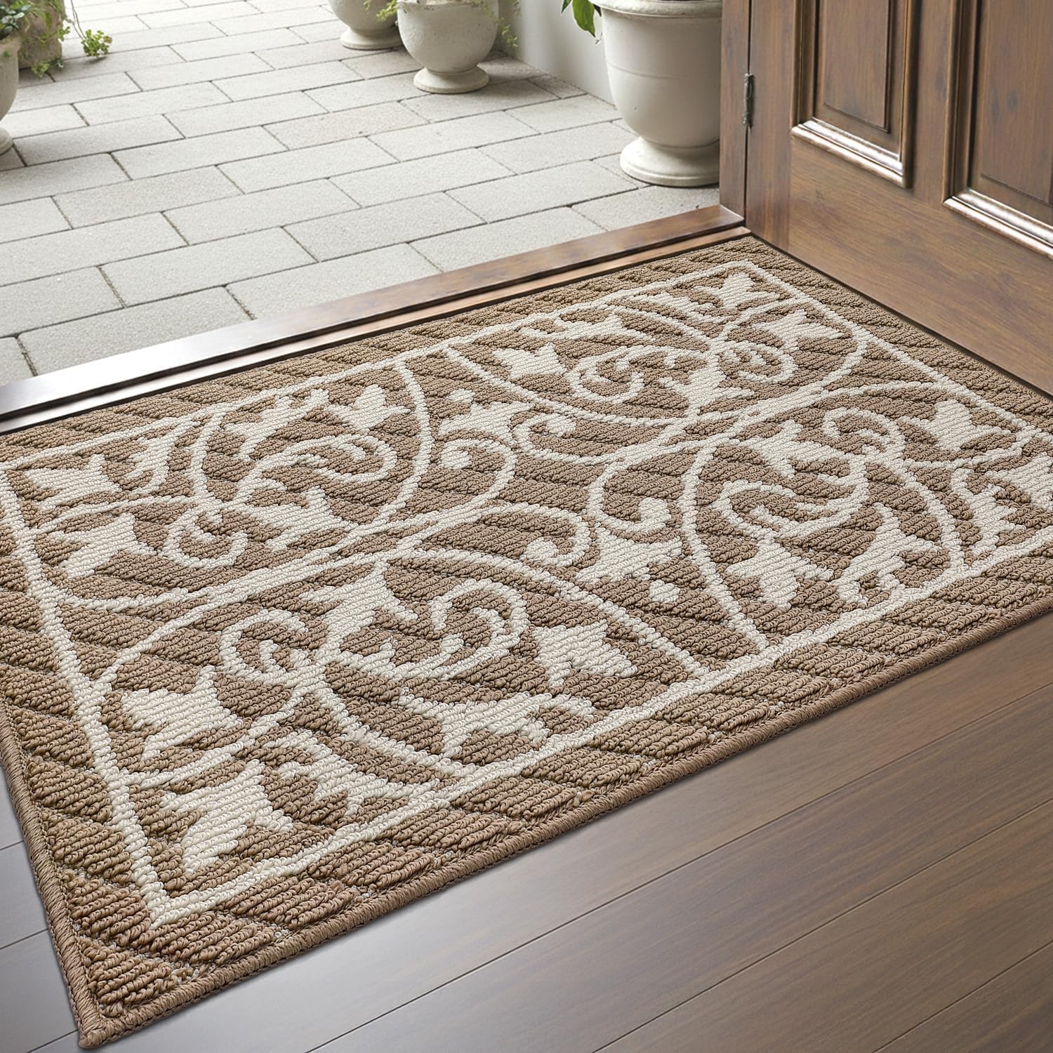 DEXI Front Door Mat Indoor Entryway 24x36 Inside Entrance Doormat Green