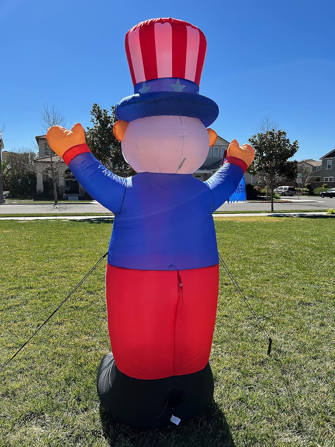 6 Foot Tall Patriotic Independence Day 4th of July Inflatable Uncle Sam | God Bless America Flag, Pre-Lit LED Lights, Outdoor Indoor