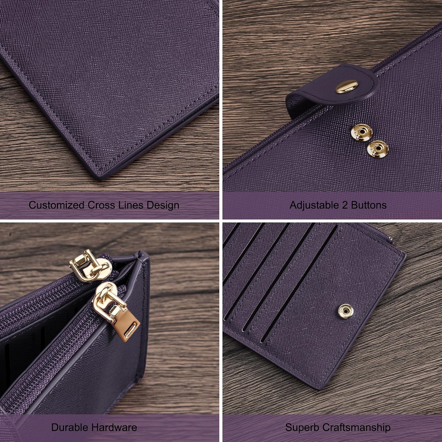 Travelambo RFID Wallet Women Large Size Bifold Multi Card Wallet Case with Zipper Pocke Credit Card Holder for Women