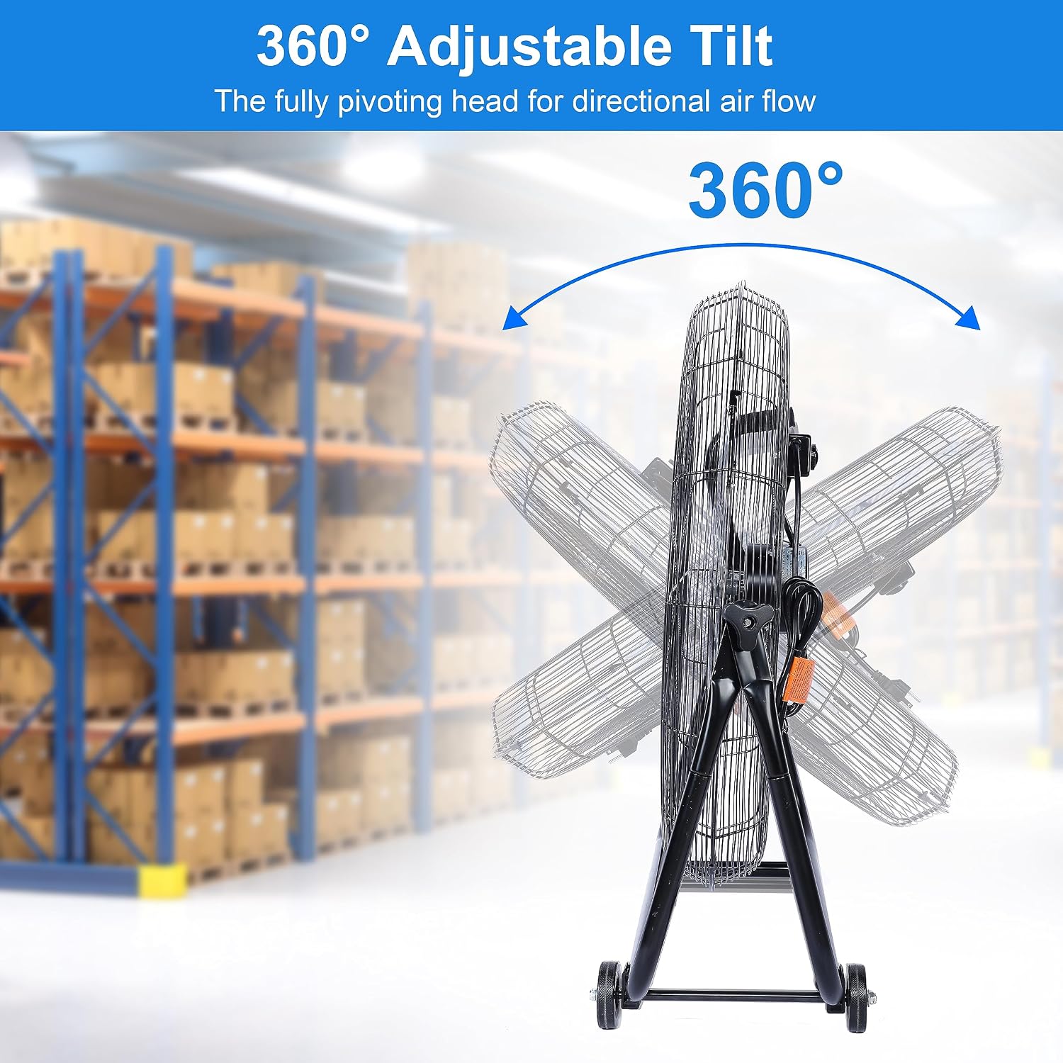 Simple Deluxe 20 Inch 3-Speed High Velocity Heavy Duty Metal Industrial Floor Fans Quiet for Home, Commercial, Residential, and Greenhouse Use