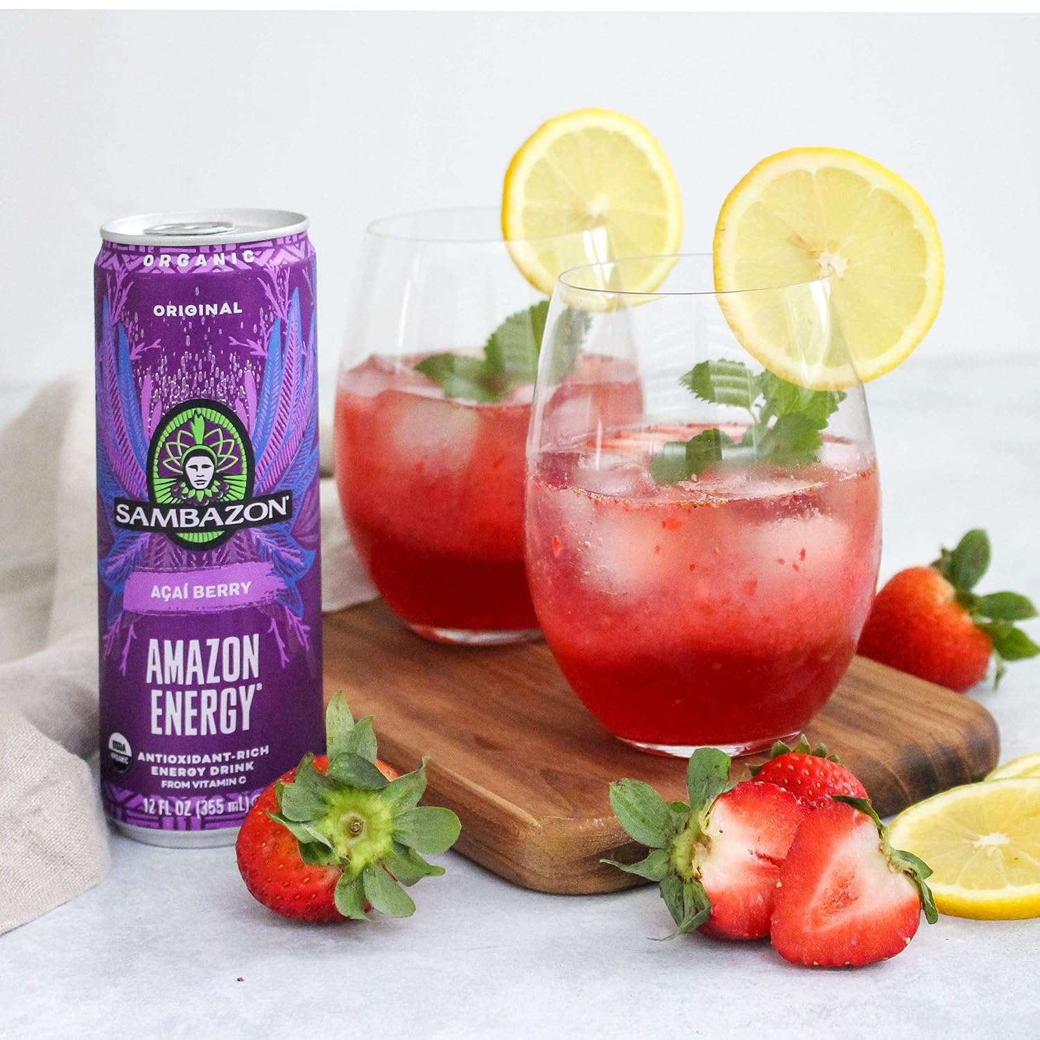 Sambazon Organic Amazon Energy Drink, Jungle Love, Acai Berry and Passionfruit, 12 Fl Oz (Pack of 12)