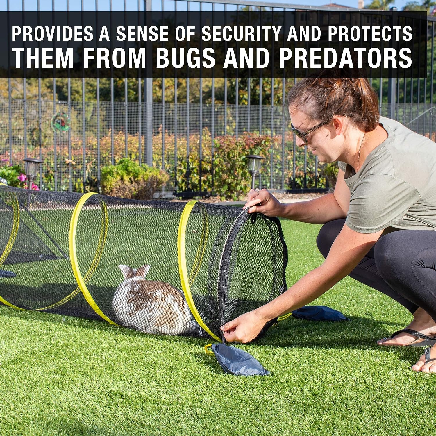 Kitty Compound Outdoor Cat Enclosure and Tunnel, Play Tents | Portable playhouse setup letting indoor felines enjoy fresh air outside while staying contained, safe and secure at all times