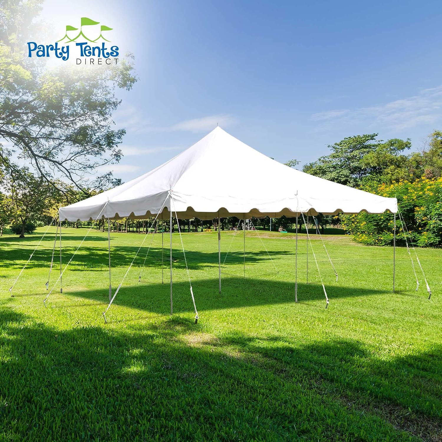 20’ x 20’ Weekender Canopy Pole Tent, Indoor and Outdoor Heavy Duty Easy Up, 80 Person Capacity Tent for Parties, Weddings, and Events, Commercial and Residential Use, PVC White Top | Easy Up Weekender Canopy Tent With 80 Person Capacity - Outdoor Canopi…