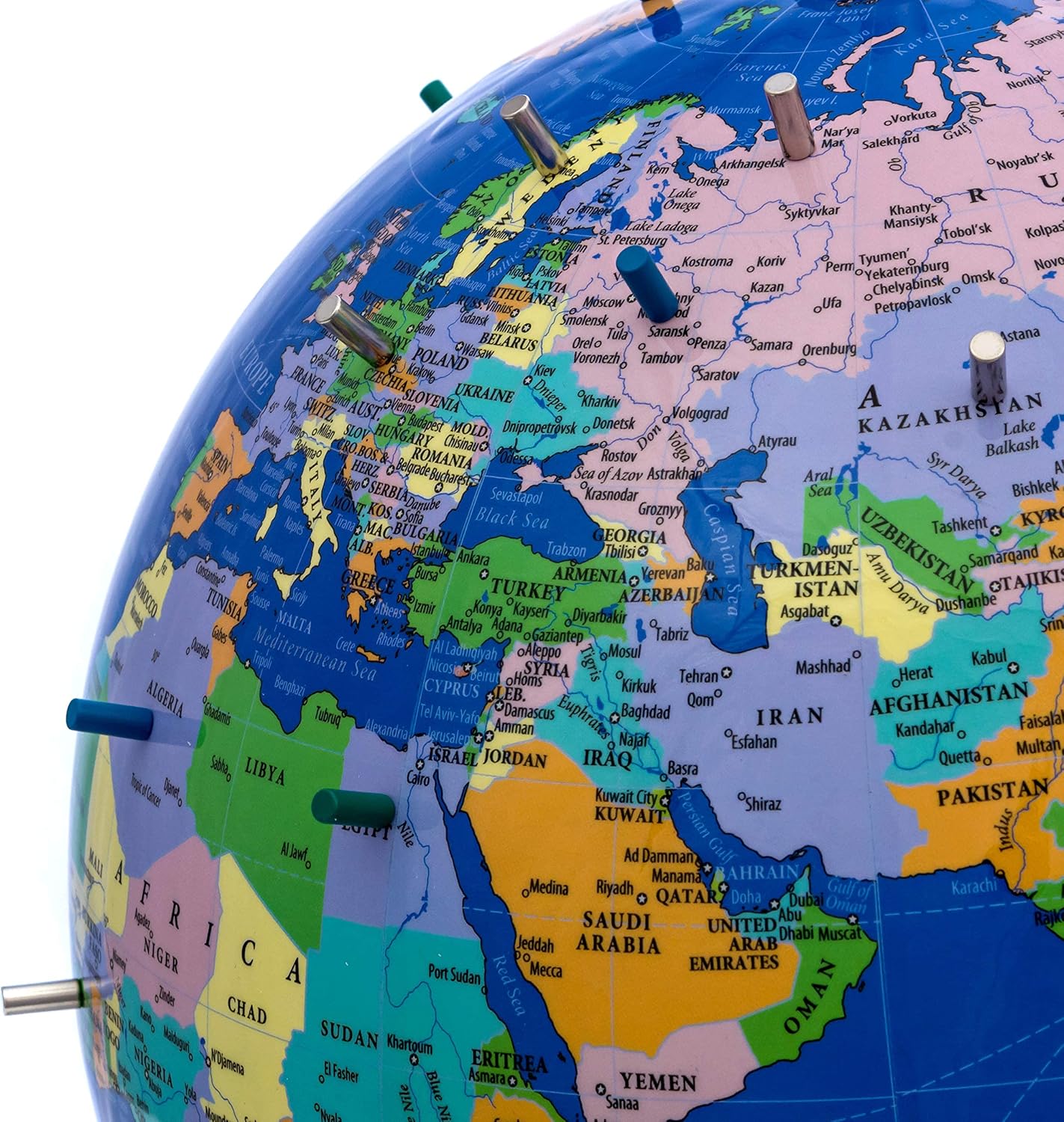 Magnetic World Globe, 10" Magnetic Standing Sphere for Office Desk or Classroom