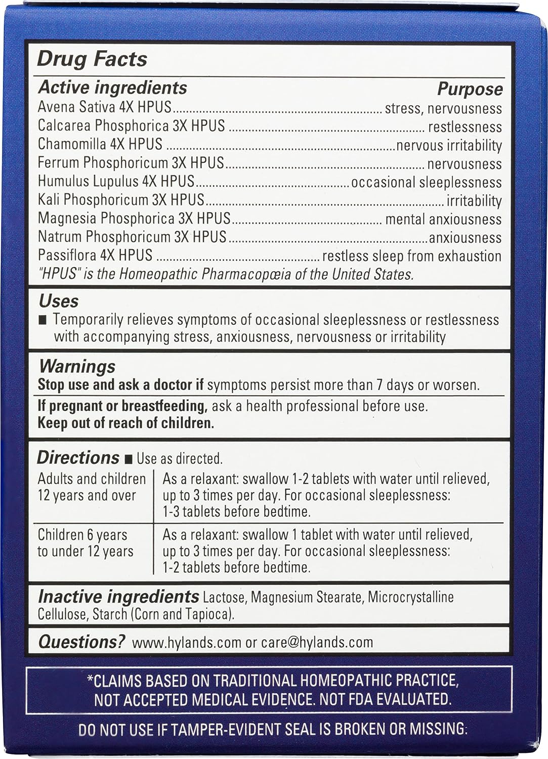 Hyland's Calms Forte' Sleep Aid Tablets, Natural Relief of Nervous Tension and Occasional Sleeplessness, 100 Count (Pack of 2)