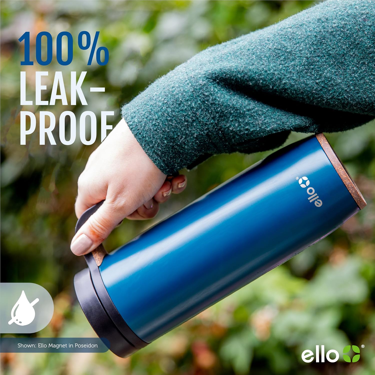 Ello Magnet 18oz Insulated Stainless Steel Travel Mug with Handle, Poseidon
