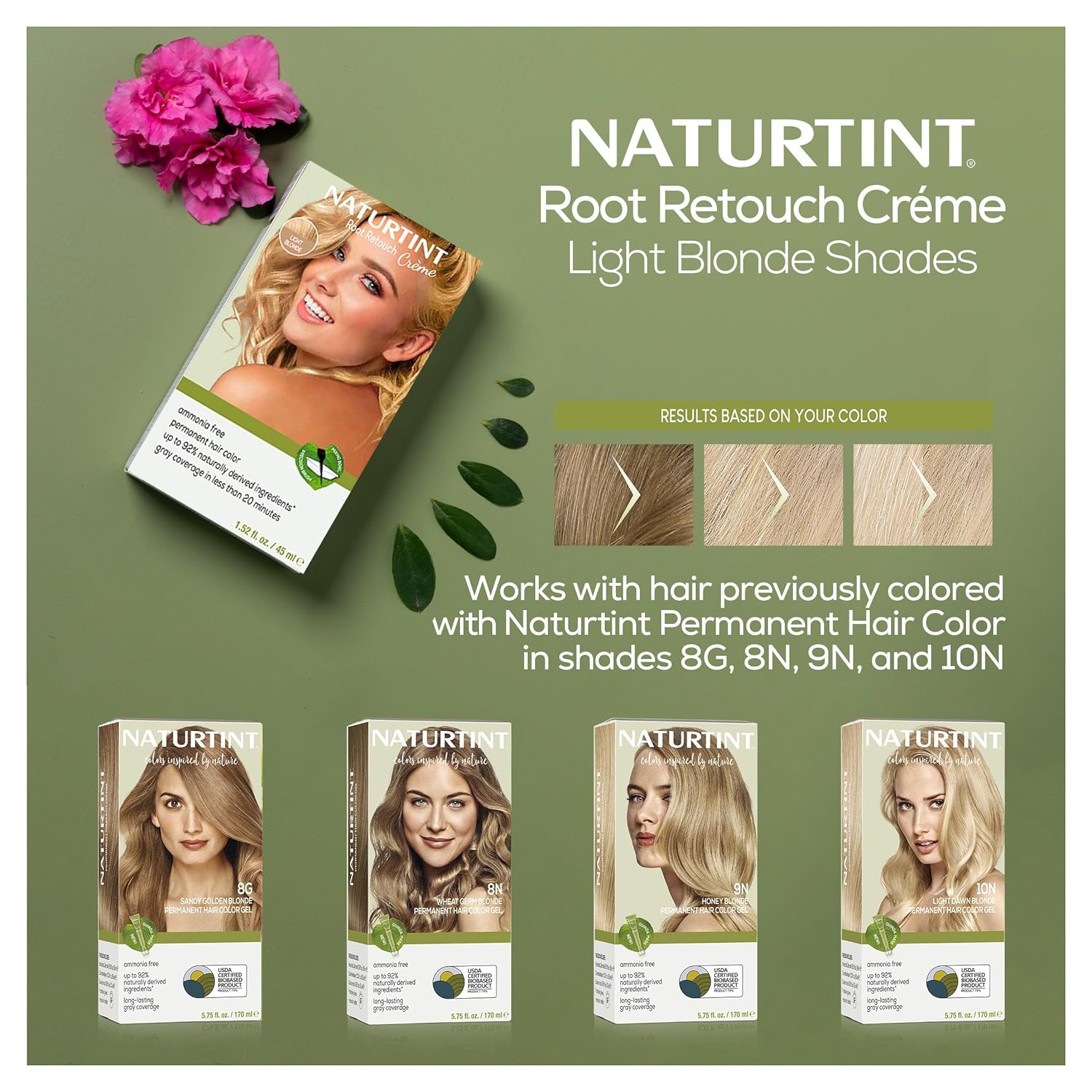 Naturtint Light Brown Root Retouch Crème Permanent Hair Color - Ammonia Free, Conceal Grays, No Artificial Scent, 1.52 Fl Oz