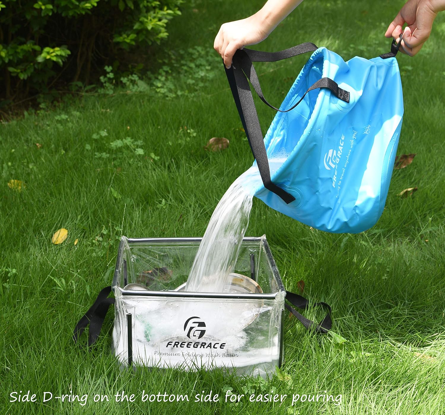 Freegrace Collapsible Bucket with Mesh Tool Pocket - 10L, 16L & 23L Portable Folding Water Container - Heavy Duty 500D Tarpaulin, BPA-Free Wash Basin for Camping, Fishing, RV, and Car Washing