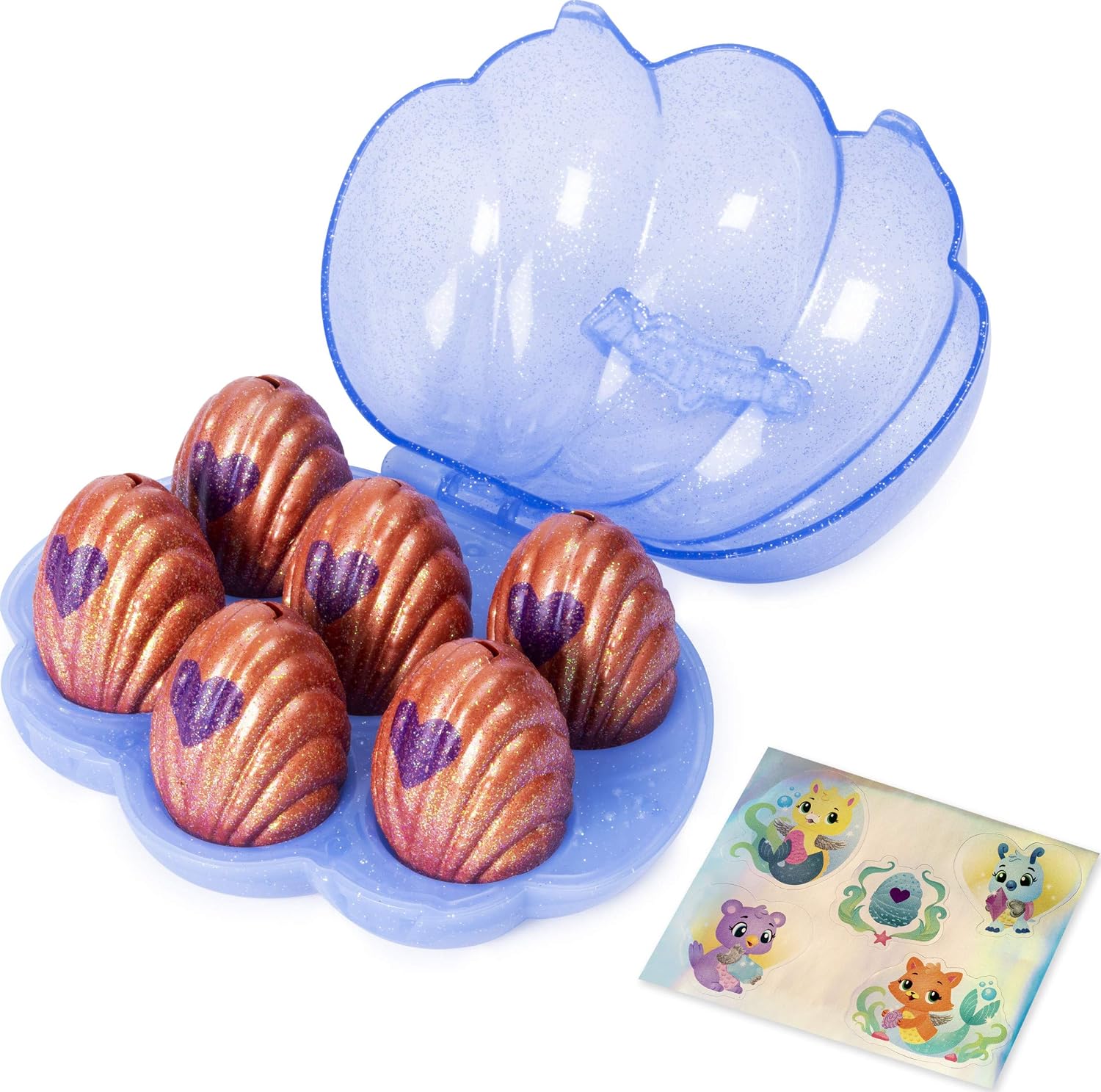 Hatchimals CollEGGtibles, Mermal Magic 6 Pack Shell Carrying Case with Season 5 CollEGGtibles, for Kids Aged 5 and Up (Color May Vary)