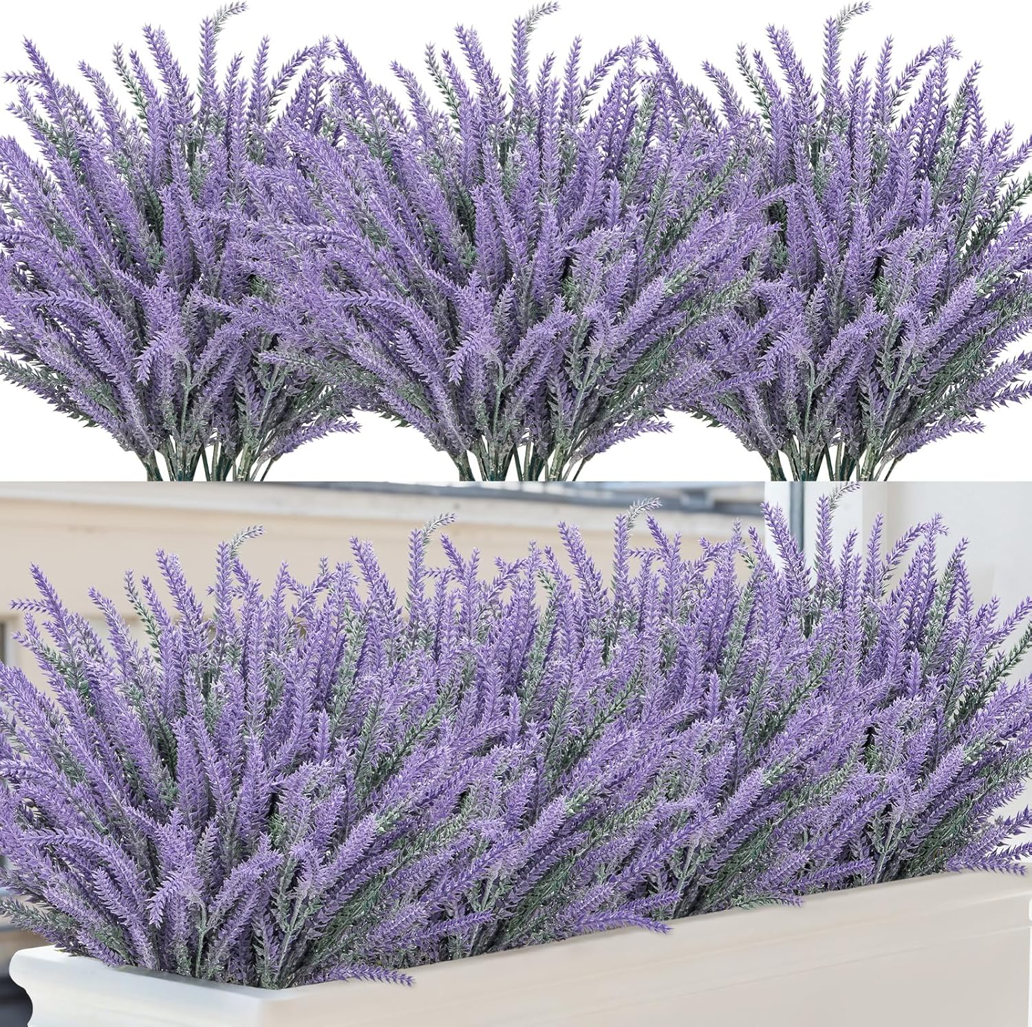 10 Bundles Fake Flowers Artificial Lavender Plants, Purple